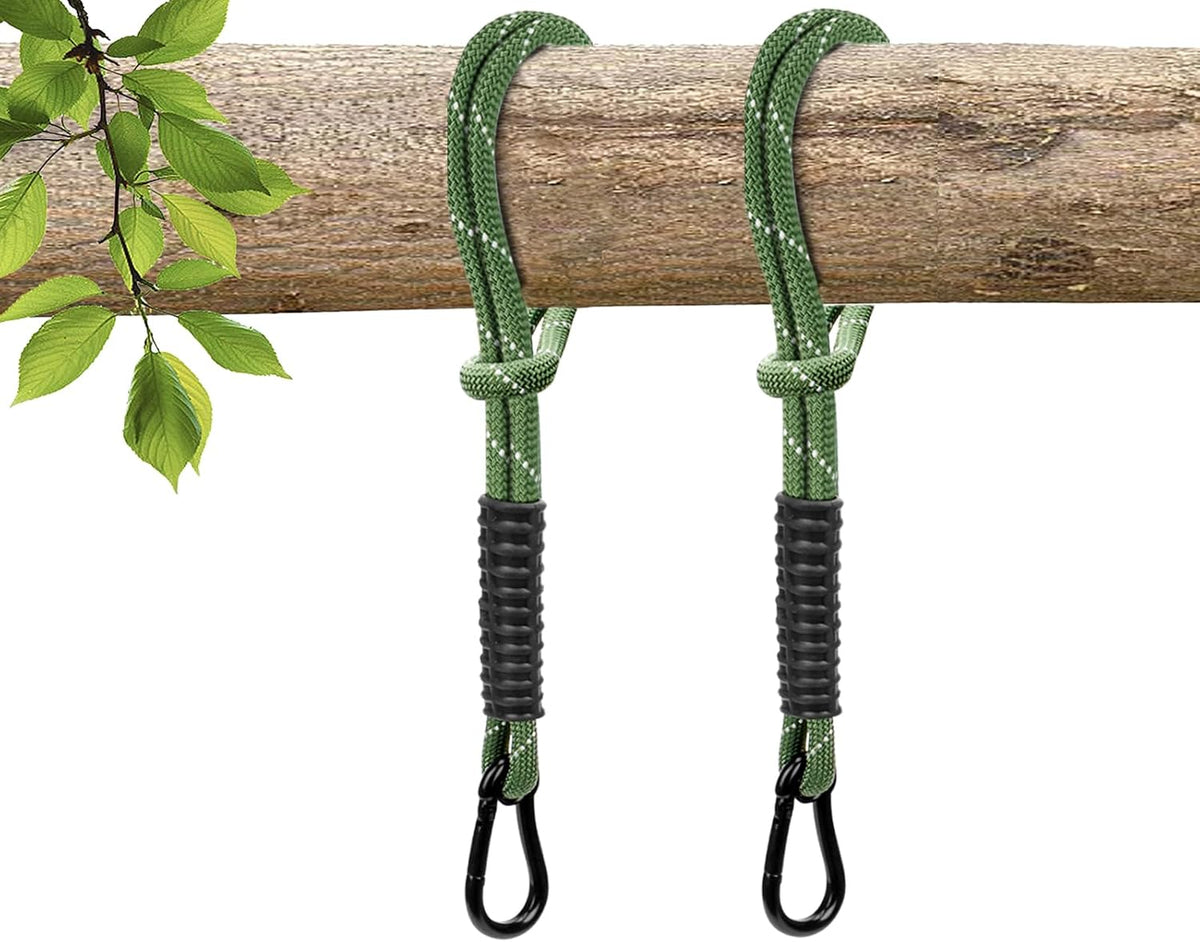 Heavy Duty Tree Swing Ropes, Hammock Tree Straps Hanging Kit, for Outdoor Swings Hammock Playground Set Accessories (1.75Ft,21",Green,2Pack)