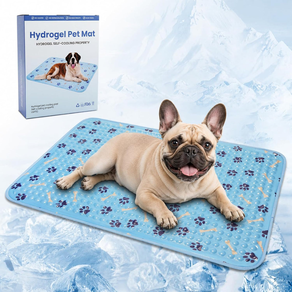 Dogs Cooling Mat,Self Cooling Dog Bed, Patented Non-Toxic Gel Cooling Pad for Pets, Durable Waterproof Dog Cooling Mat for Small, Medium, Large Dogs and Cats, Indoor Outdoor Summer Use(Small)