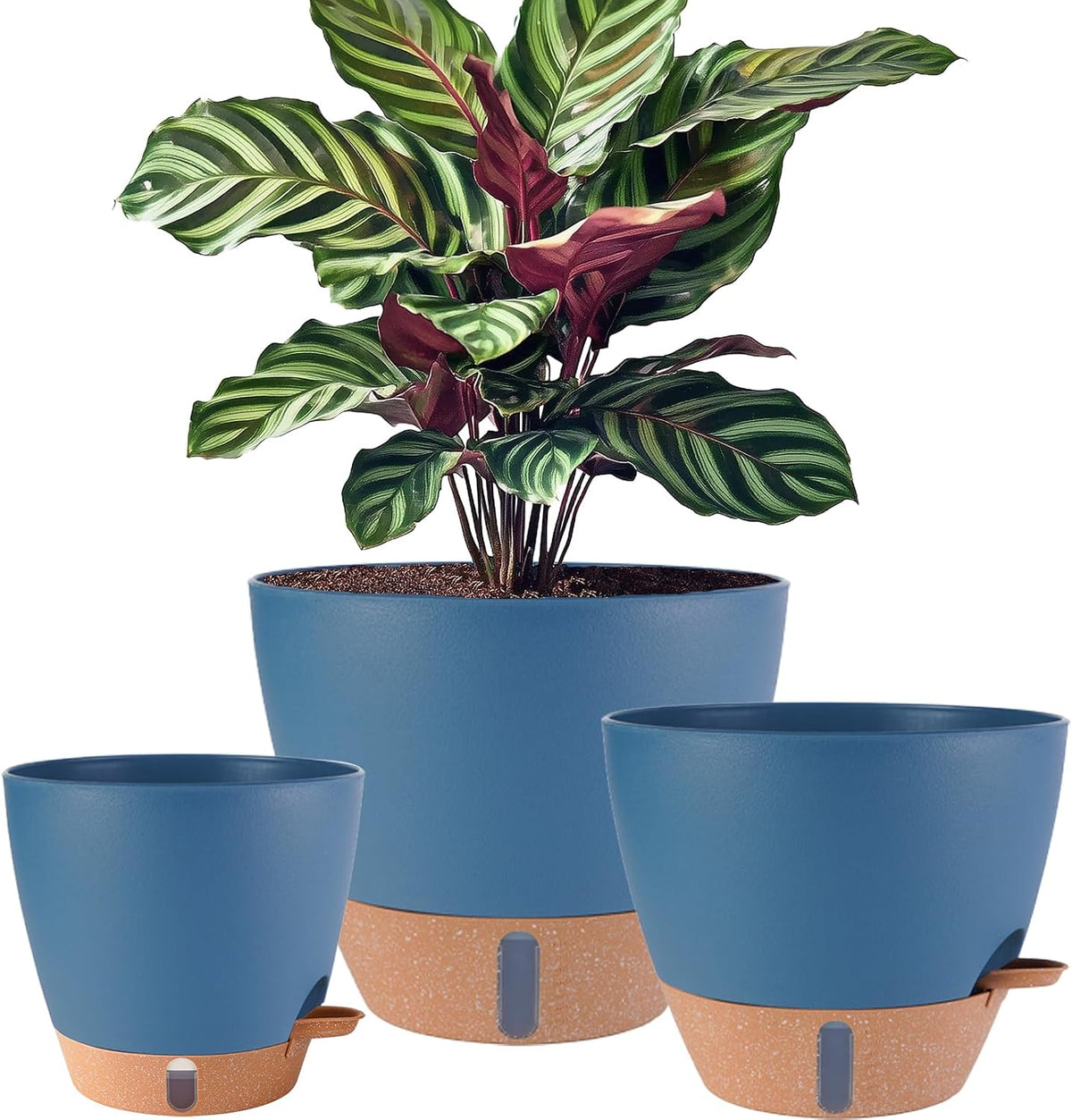 12/10/8 Inch Plant Pots, Large Plastic Self Watering Planters