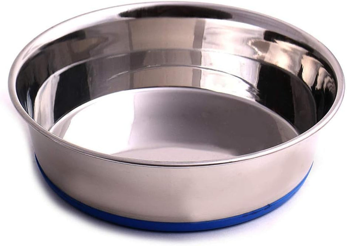 Max and Neo Heavyweight Non-Skid Rubber Bottom Stainless Steel Dog Bowl - We Donate a Bowl to a Dog Rescue for Every Bowl Sold (Medium - 50Oz - 8" Diameter)