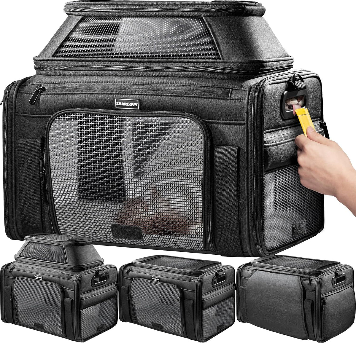Top-Expandable Pet Carrier with Treat Pet Window,18X13X9.5 Airline Approved