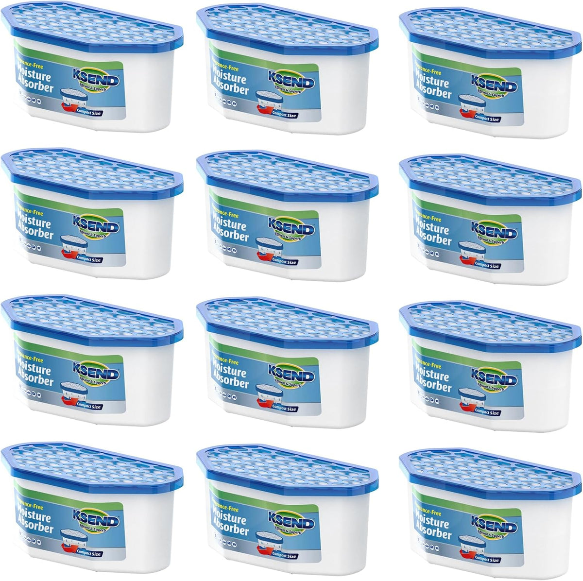 Ksend Moisture Absorber, 12 Pack Bucket, Fragrance Free