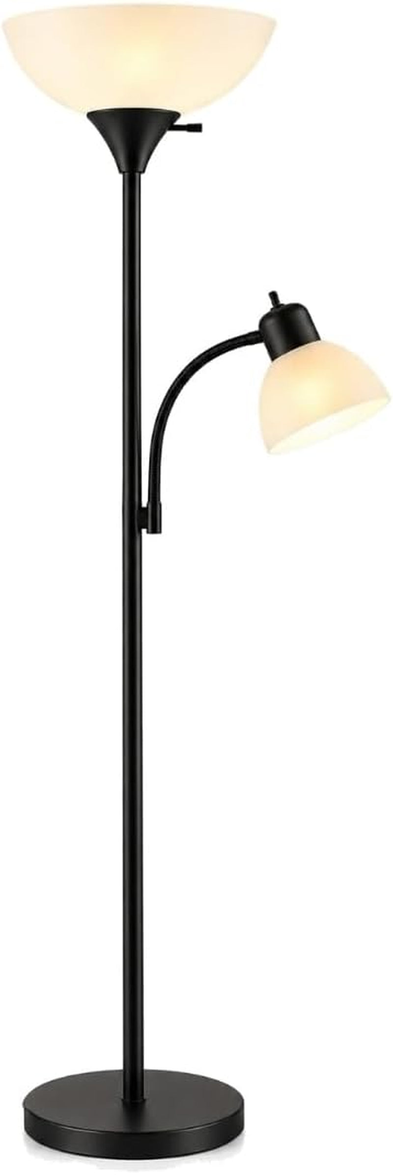 LIGHTACCENTS Floor Lamp with Side Reading Light - 72" Black Mother Daughter Standing Lamp with 3-Way Main Light and Adjustable Gooseneck Arm for Living Room, Bedroom, Office