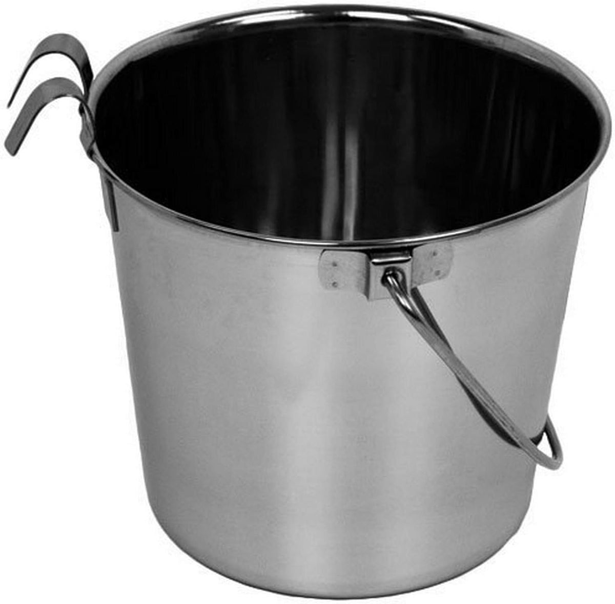Advance Pet Product Heavy Stainless Steel with 2 Hook Bucket, 2 Quart Flat