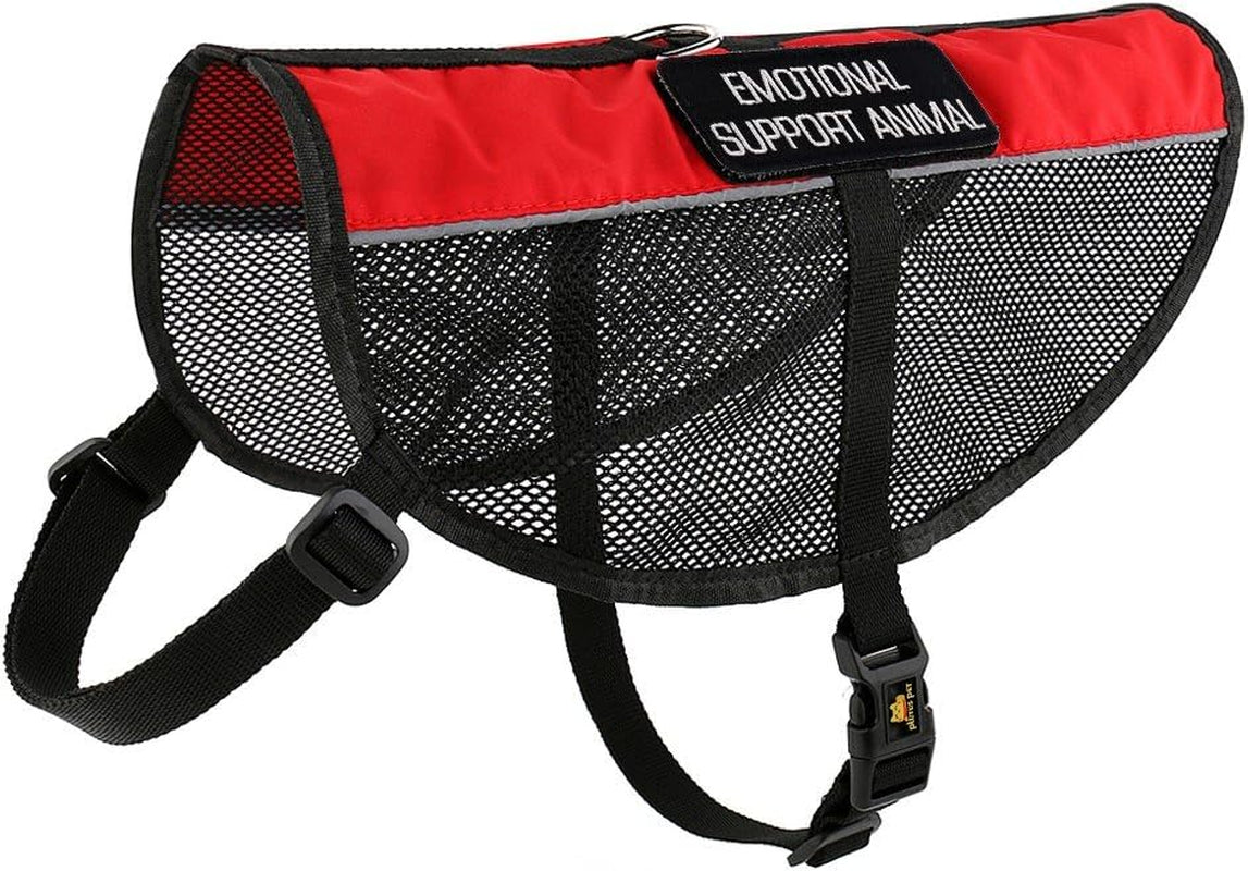 PLUTUS PET Emotional Support Dog Vest with 2 Free Removable Emotional Support Animal Patches, Reflective Lightweight Cool Mesh Dog Vests for Service Dogs,Red M,Girth 22.8-27"