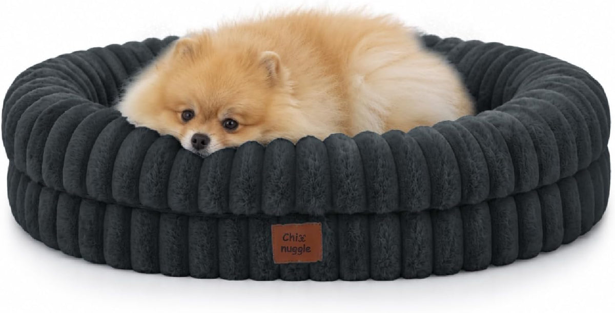 Chixnuggle Orthopedic Dog Bed, Washable Cover, Faux Fur Bolster Pet Couch