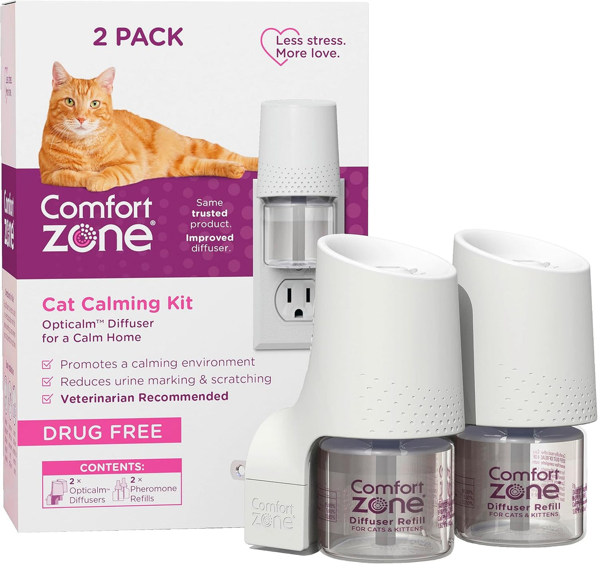 Comfort Zone Cat Calming 2 Room Kit, 2 Diffusers & 2 Refills