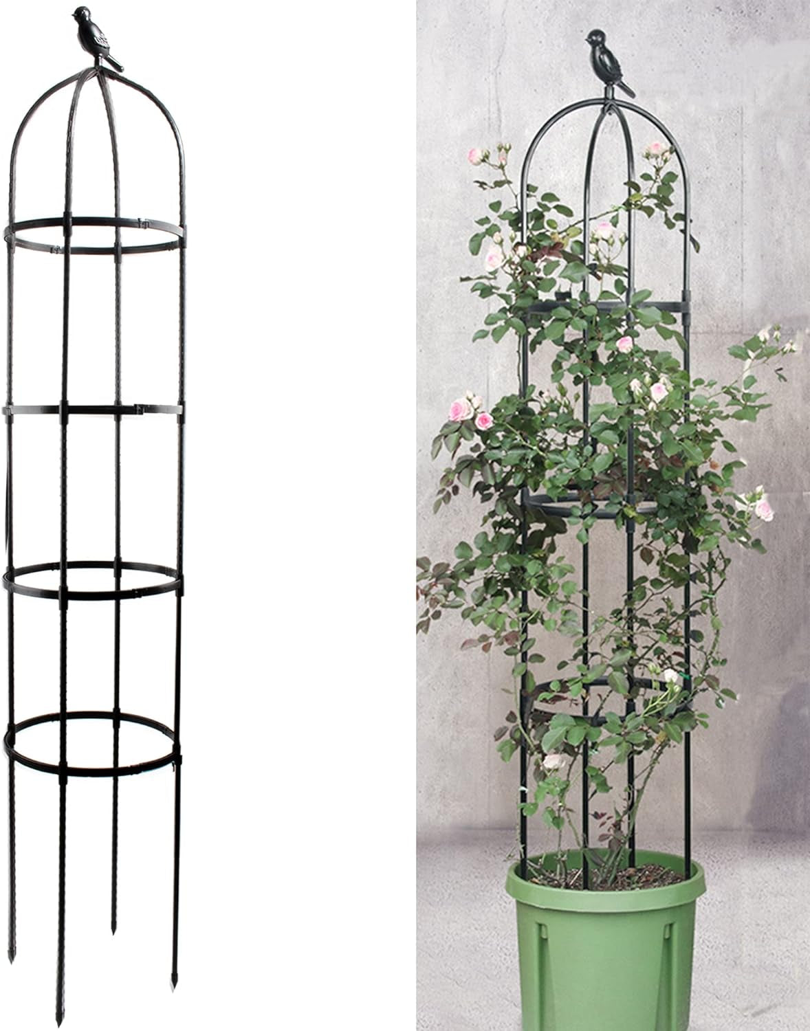 6FT Adjustable Black Garden Obelisk Trellis for Climbing Plants Outdoor