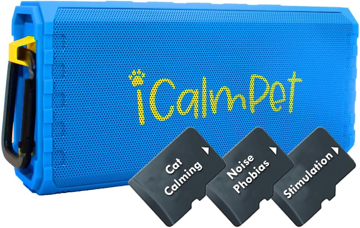 Cat Lovers Deluxe | Icalmpet Ruff 'N Ready Portable Speaker with 5-Hrs Cat Calming Music | 3 Microsds