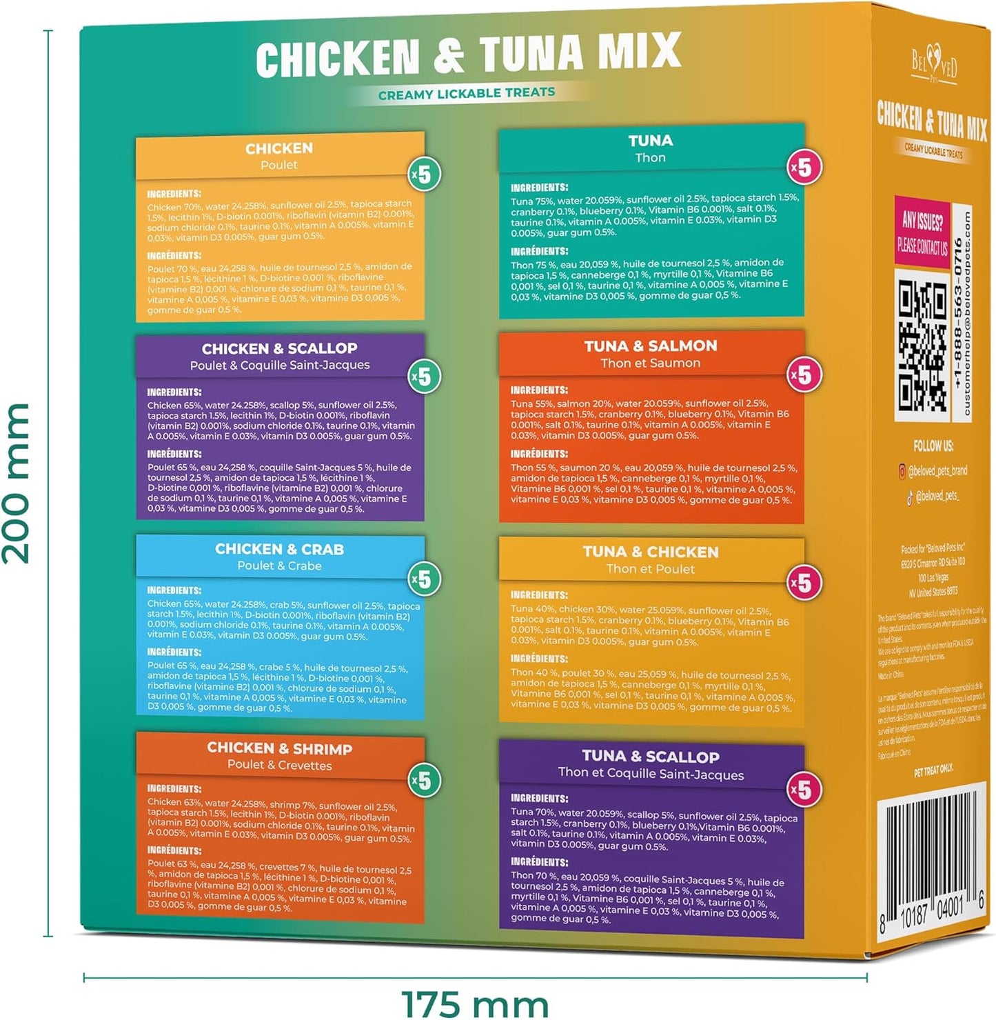 Creamy Lickable Cat Treats & Wet Food Squeeze Tubes – Liquid Kitten Snacks, Urinary Tract Care, Skin & Coat Health, Multivitamin Treats for Cats, & Small Dogs, Lick up 40 Sticks Tuna + Chicken Mix
