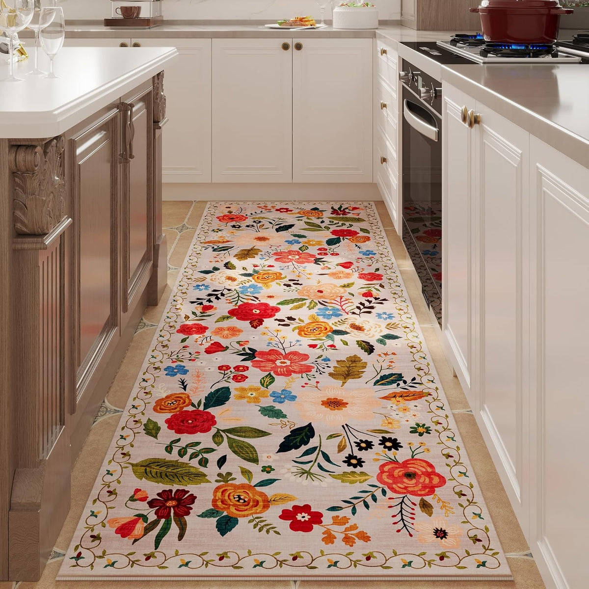 Rugcomf Runner Rug 2X6 Washable, Beige