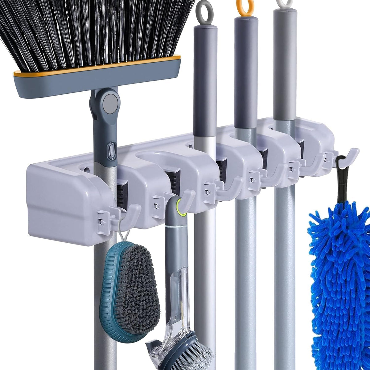 HYRIXDIRECT Broom Hanger Wall Mount, Broom Mop Organizer for Garage