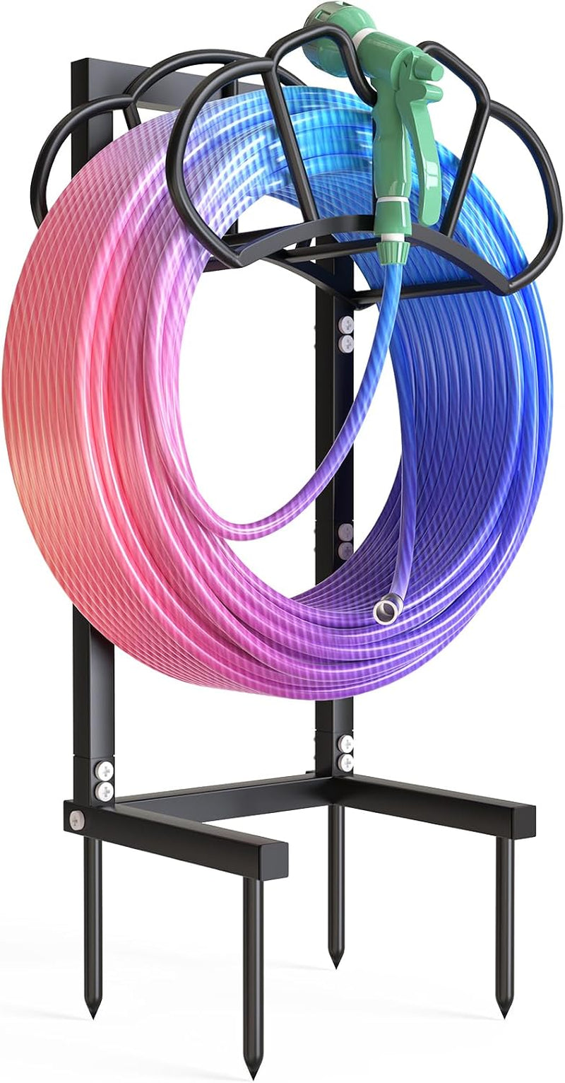 Qatsrin Garden Hose Holder Holds 160Ft, Rustproof Water Hose Storage, Black