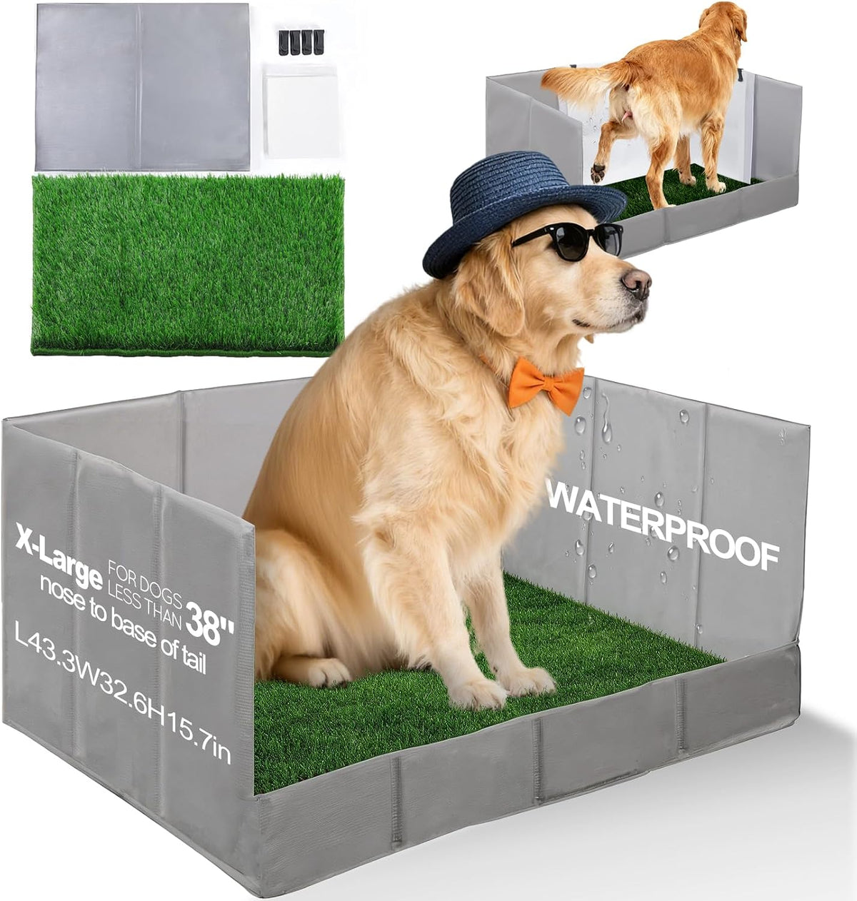 HQ4US Dog Grass Pad with Integrated High Wall Tray, Litter Box Indoor Potty