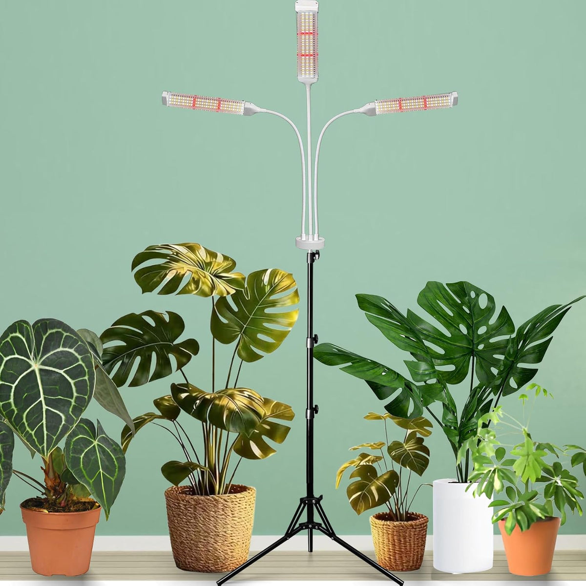 LED Grow Lights for Indoor Plants Full Spectrum, LED Plant Light with Stand, Adjustable Height, Plant Grow Lights with Auto 4/8/12/H Timer for Indoor Tall Plants (White3)