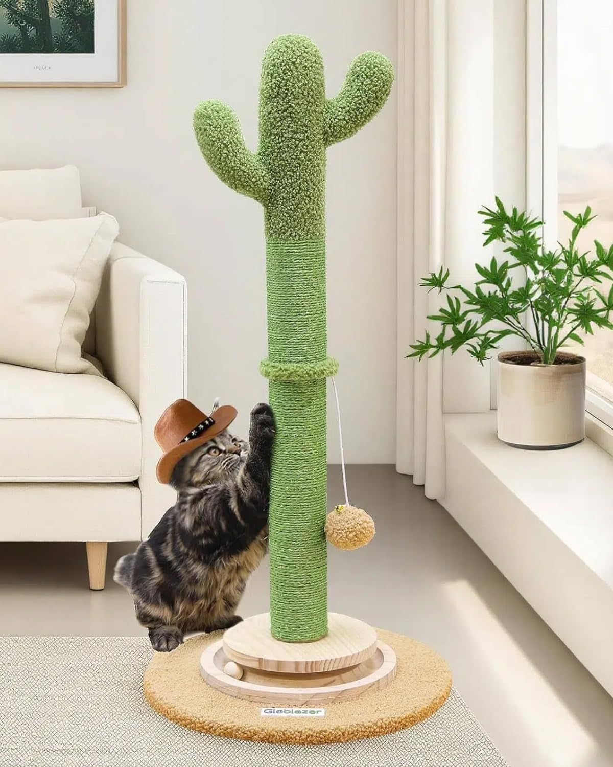 Globlzer 30In Cactus Cat Scratching Post for Indoor Cats, SC30, Green