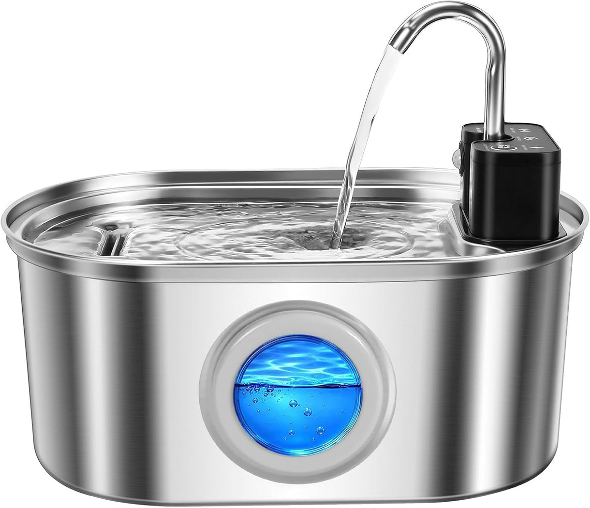 Wireless-Stainless Steel Cat Water Fountain-108Oz/3.2L Pet Fountain Rechargeable & Cordless Design, Ultra-Quiet Pump-Easy to Clean-Bpa-Free Automatic Water Dispenser