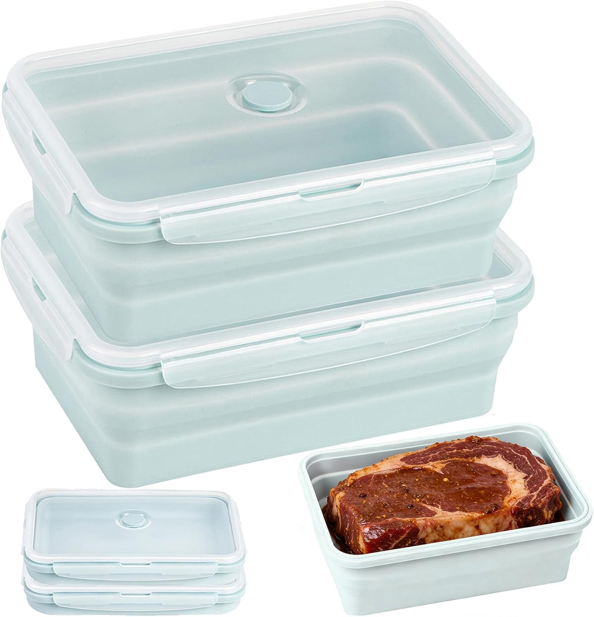 Extra Large Collapsible Silicone Food Storage Containers, 68Oz/2000Ml,2Pack