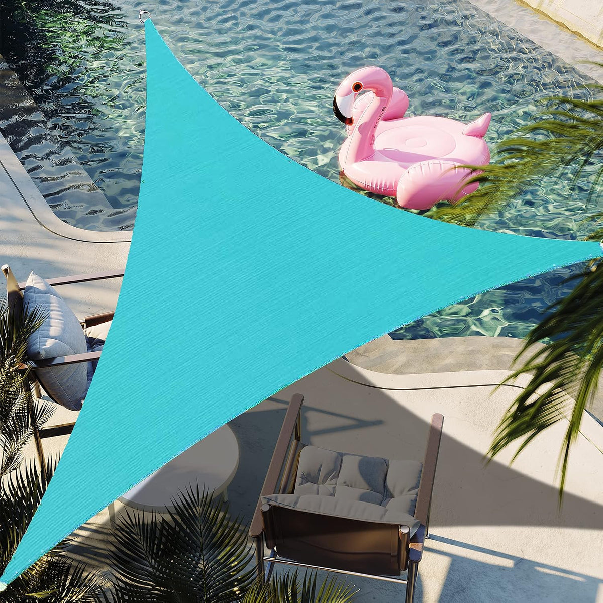 10' X 10' X 10' Turquoise Triangle Sun Shade Sail Canopy Durable Fabric UV Block Awning Custom
