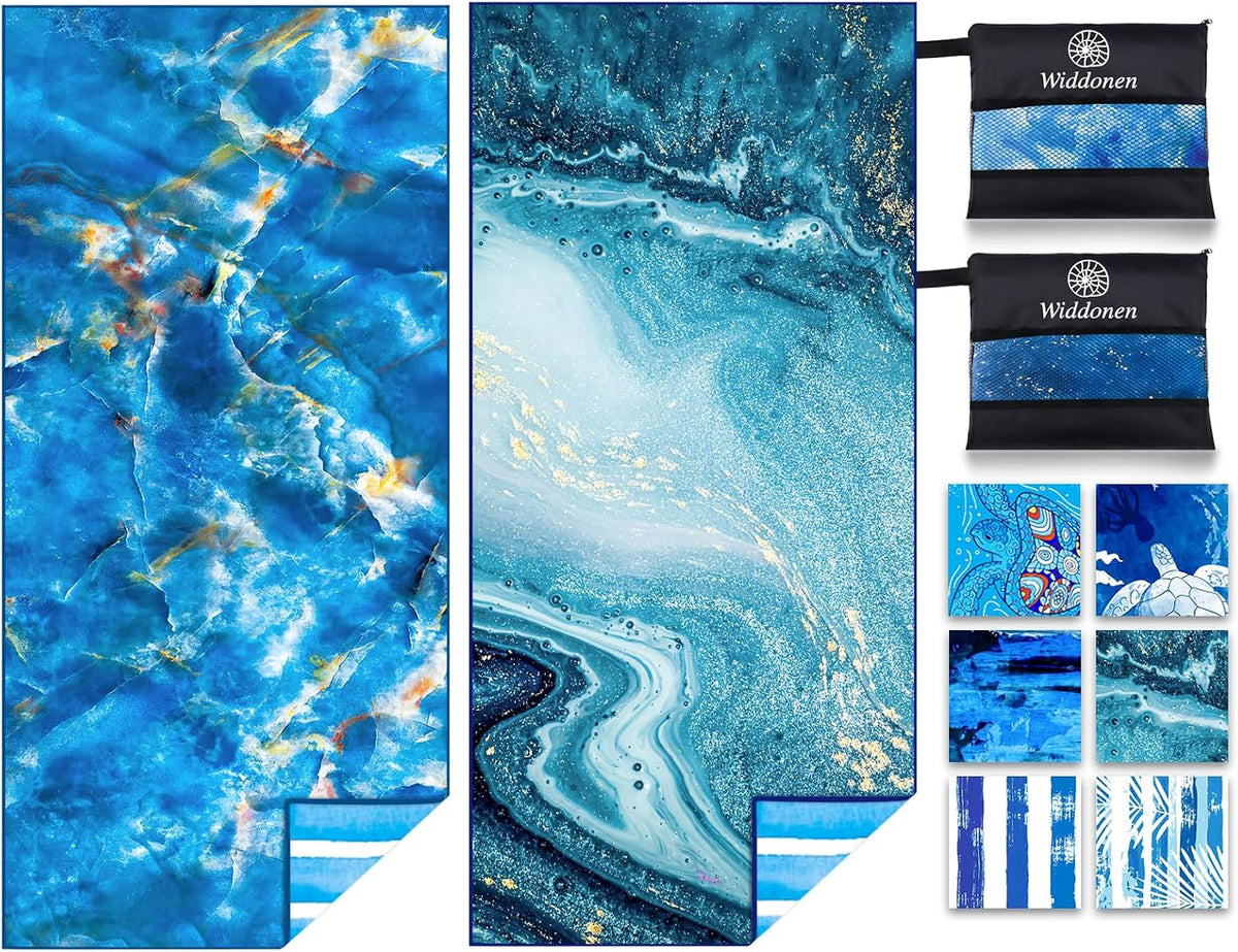 Widdonen Microfiber Beach Towel,Extra Large 2 Pack-71X32 with Bag Travel