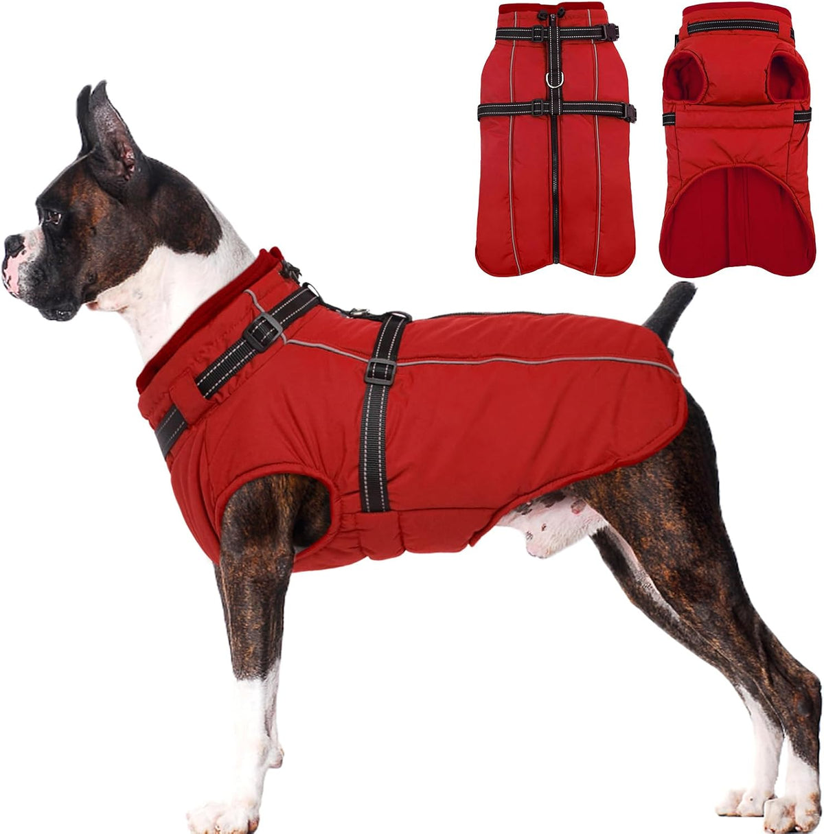 Waterproof Dog Jacket with Harness Built in Warm Dog Winter Coat