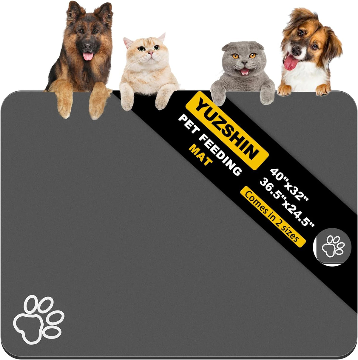 Dog Food Mat, Largest Absorbent Dog Mat for Food and Water, Non Skid Cat Bowl Mat, No Stains Quick Dry Pet Water Dispenser for Messy Drinkers (36.5"X24.5")