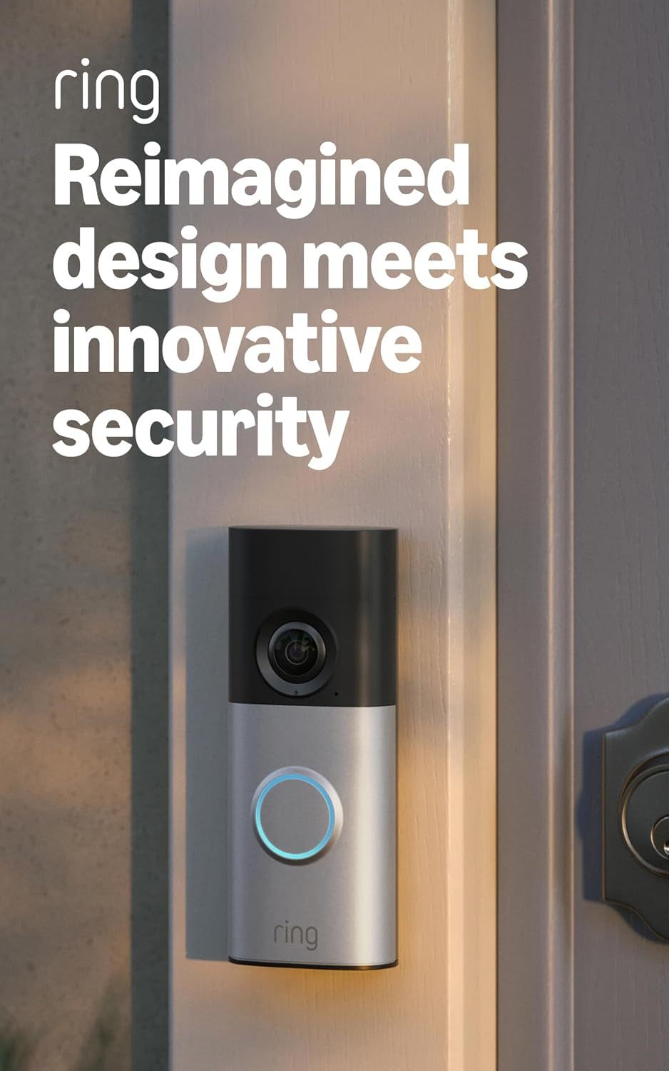 Ring Wired Doorbell 2K plus (Newest Model) — Retinal 2K with Wide-Angle Video, 6X Enhanced Zoom, and Night Vision, Nickel Silver