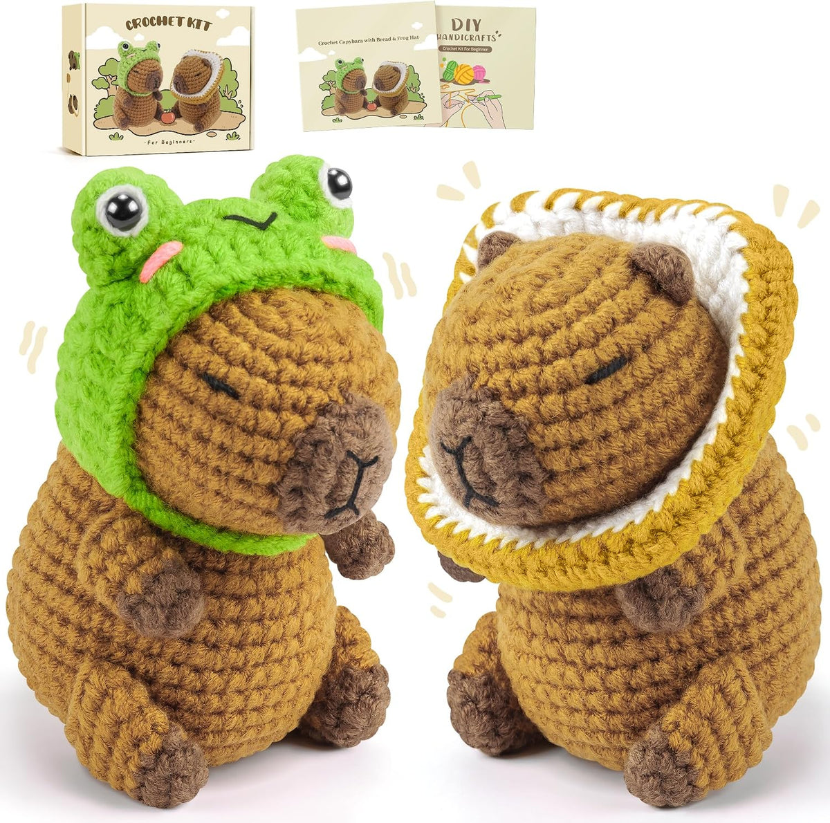 2PCS Capybara Crochet Kit for Beginners Starters Crocheting Kit for Adults