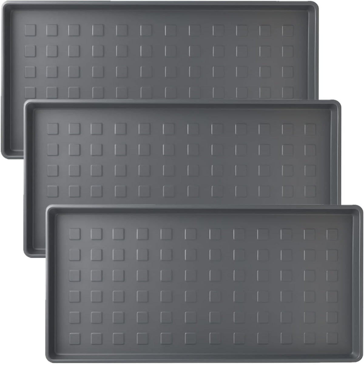 3 Pack Large Waterproof Plastic Boot Trays – Durable Multi-Purpose Shoe Mats for Entryway, Pet Food and Water Spill Protection, Indoor Outdoor Utility Tray for Garden, Garage, Mudroom (28"X14")