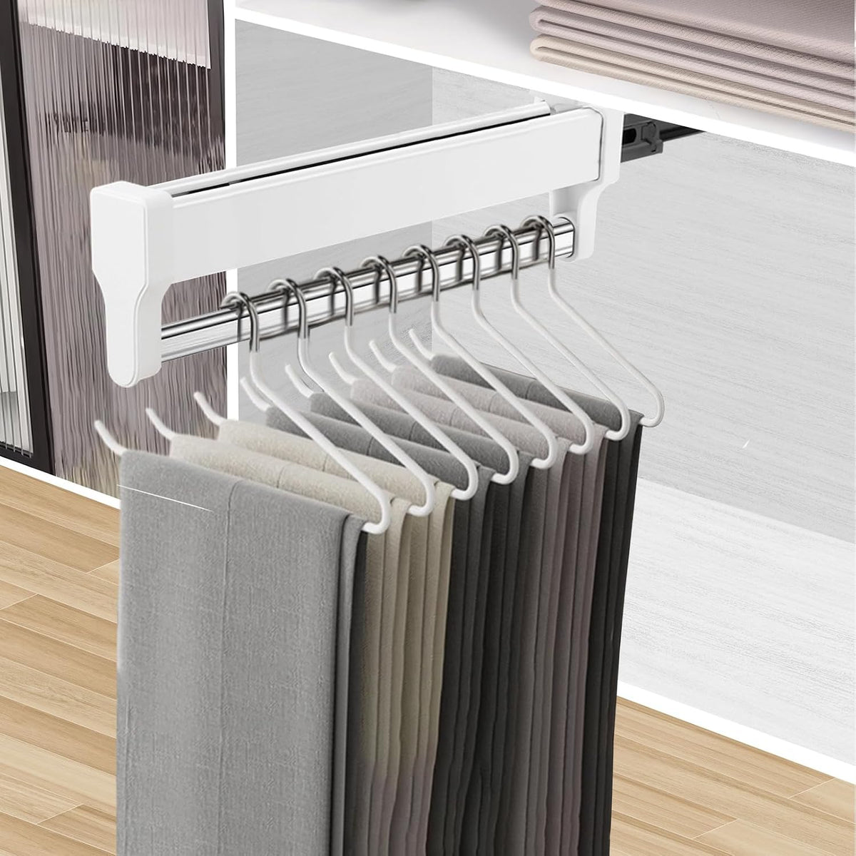 Valet Rod for Closet Pull Out, Heavy Duty Pants Rack 11.5Inch