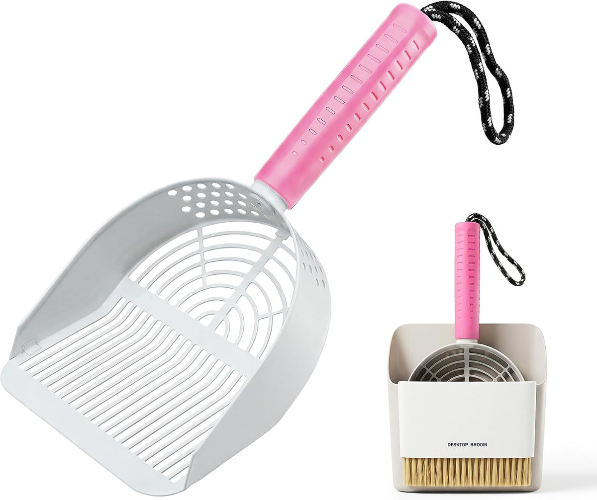 Cat Litter Scoop with Holder, 3 in 1 Metal Kitty Scooper