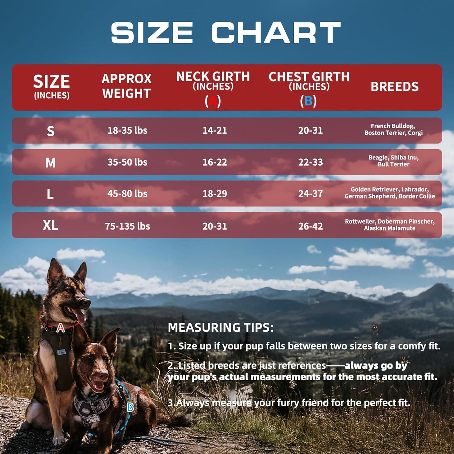 AUROTH Tactical Dog Harness for Large Dogs No Pull Adjustable Pet Harness Reflective K9 Working Training Easy Control Pet Vest Military Service Dog Harnesses Red XL