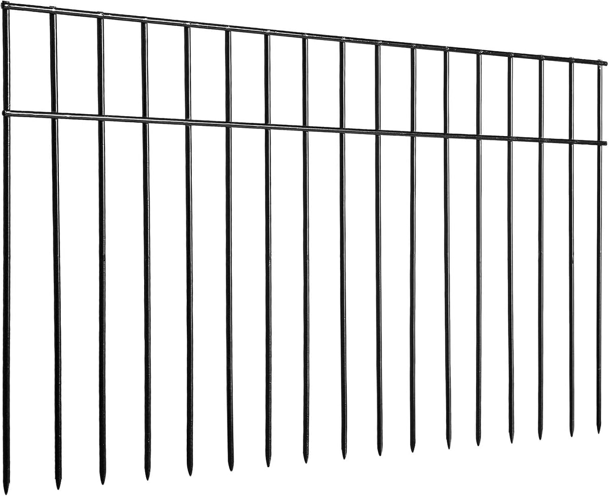 Adavin Small or Medium Animal Barrier Fence 10 Pack 24 In(L) X 15 In(H) Underground Decorative Garden Fencing, Dog Rabbits Fences Black Metal Fence Panel Ground Stakes for Outdoor Patio. Total 20 Ft