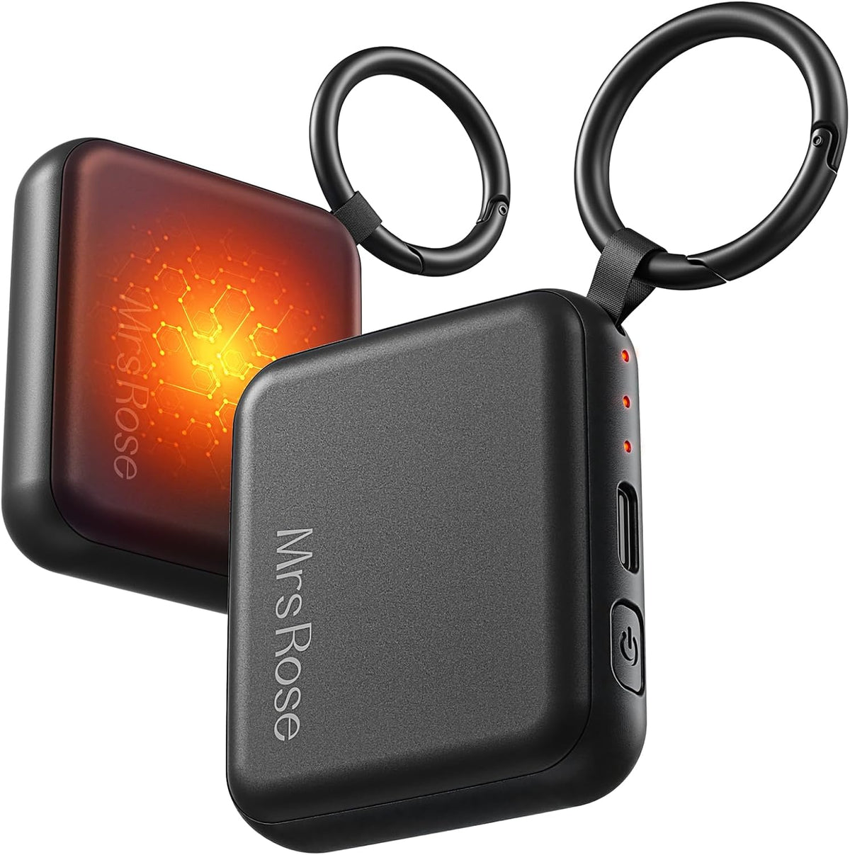 Ultra Thin Rechargeable Hand Warmers 2 Pack with Carabiner Ring