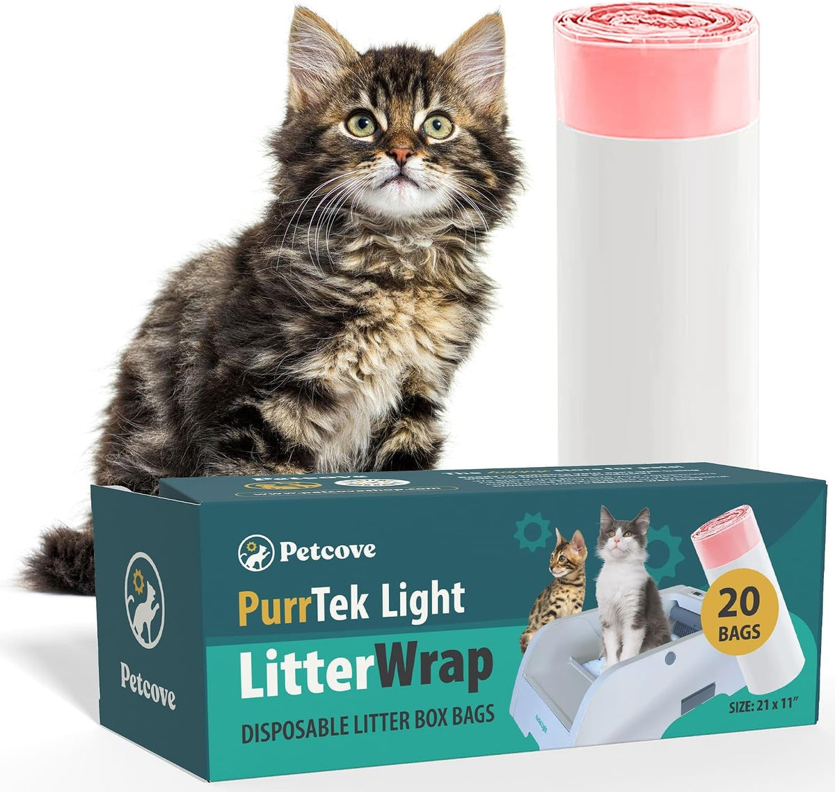 Petcove Cat Litter Box Liners Litterwrap Cat Litter Bags for Automatic Box