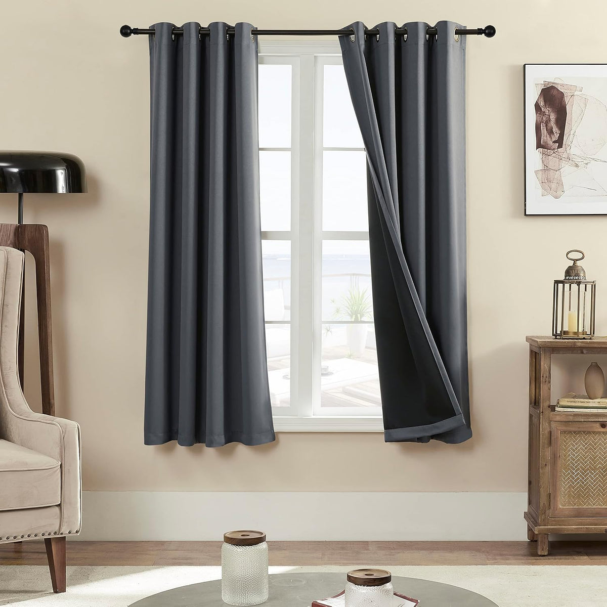 Rutterllow 100% Blackout Curtains for Bedroom and Living Room 2 Panels
