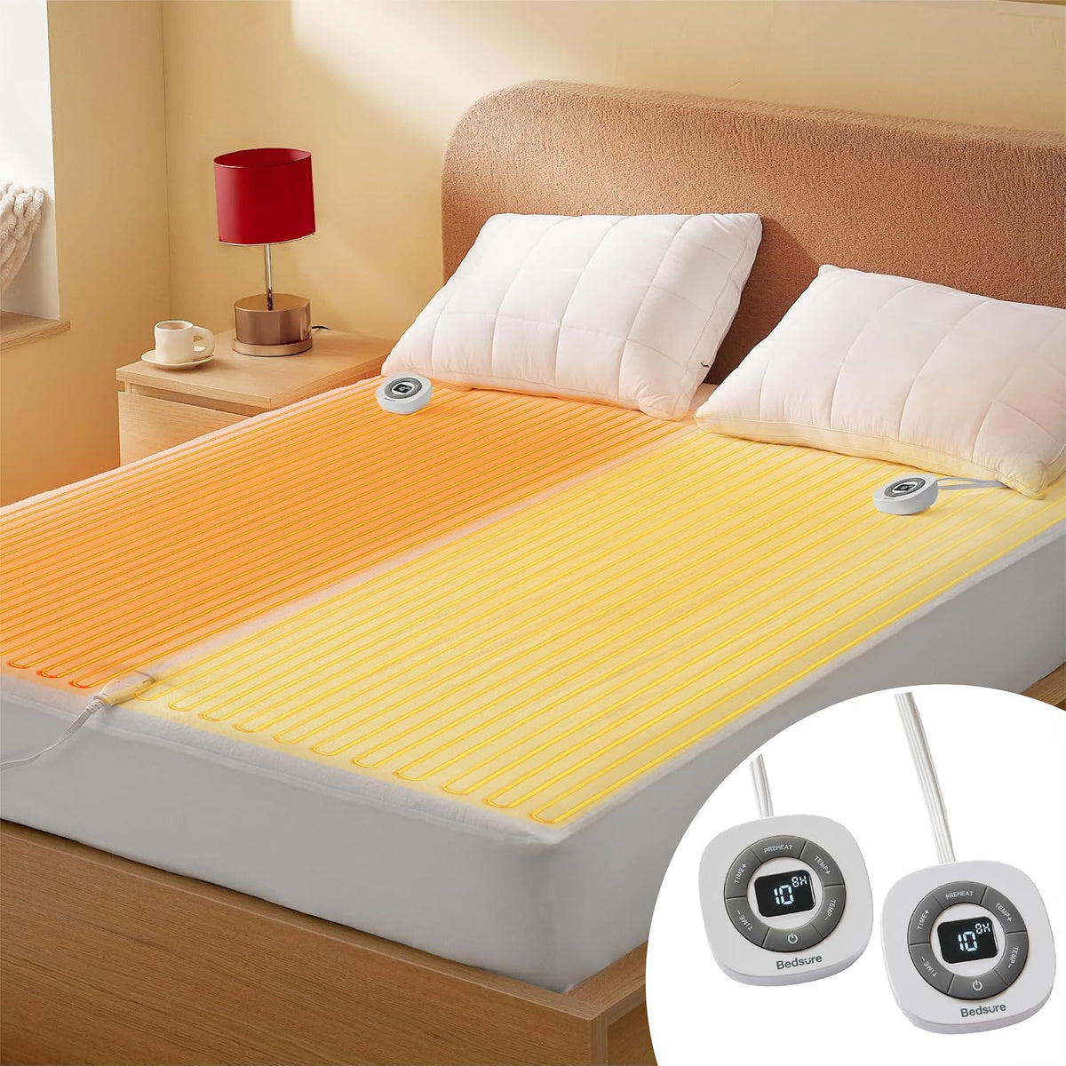 Bedsure Heated Mattress Pad Queen, Dual Control Electric Bed Warmer 60"X80"