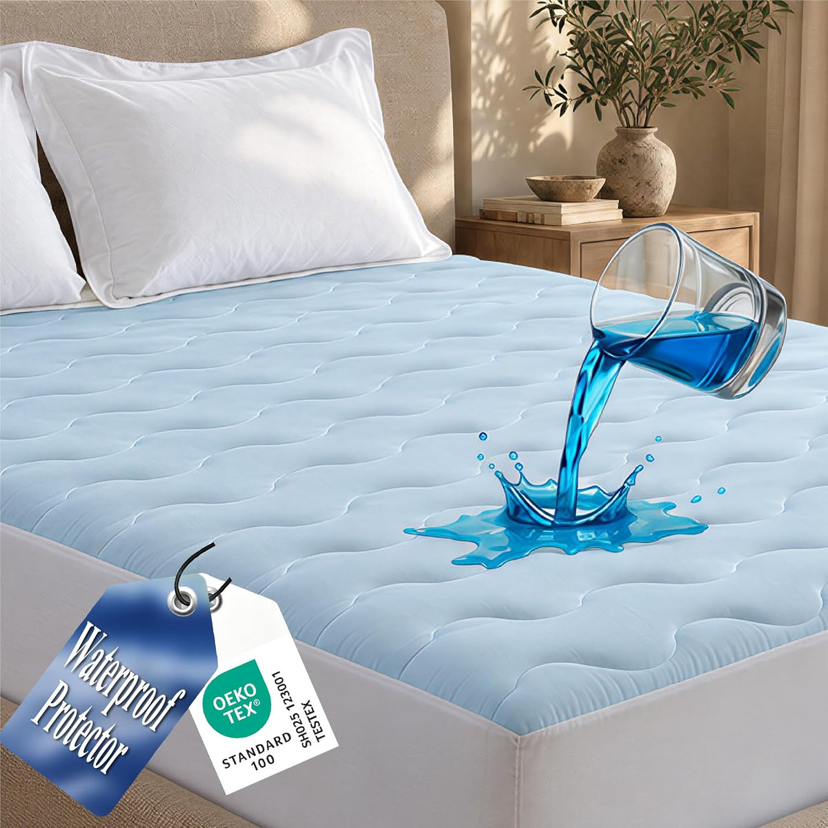 Waterproof Cooling Mattress Protector, Queen Mattress Pad Cover