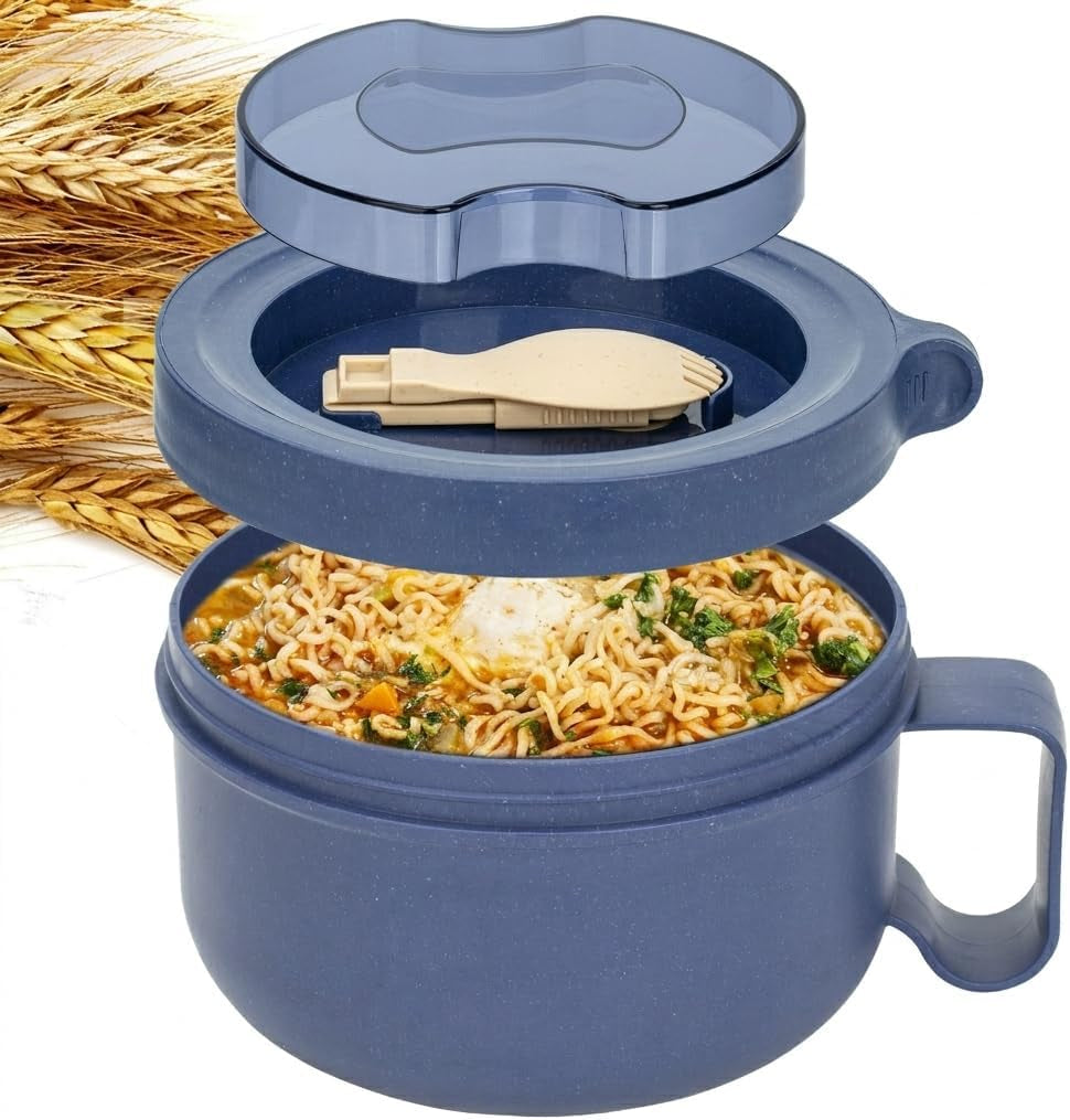 Microwave Soup Mugs,Microwave Ramen Bowl Sapphire Blue
