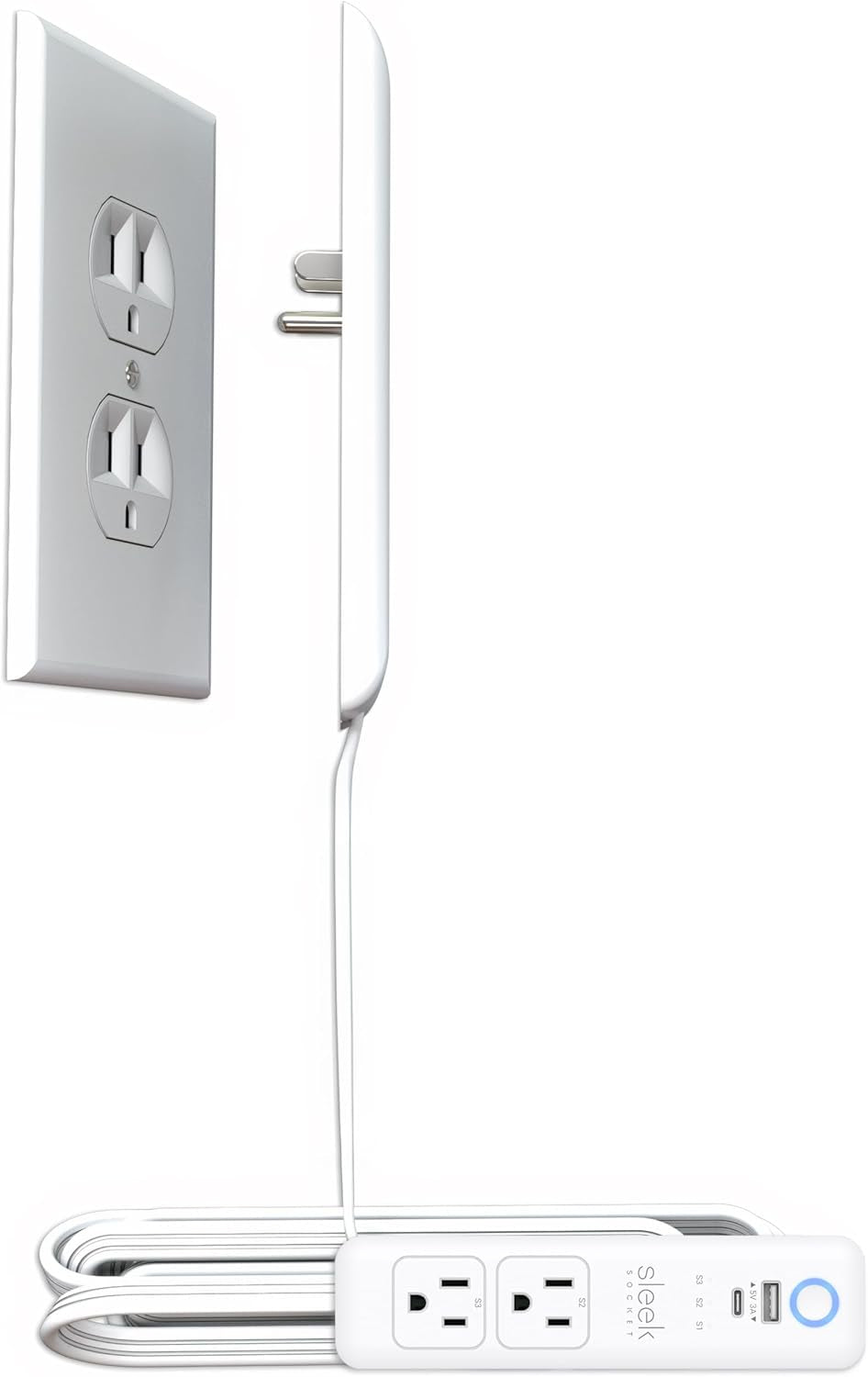 Smart Sleek Socket: Universal Outlet Concealer with Wi-Fi Smart Power Strip