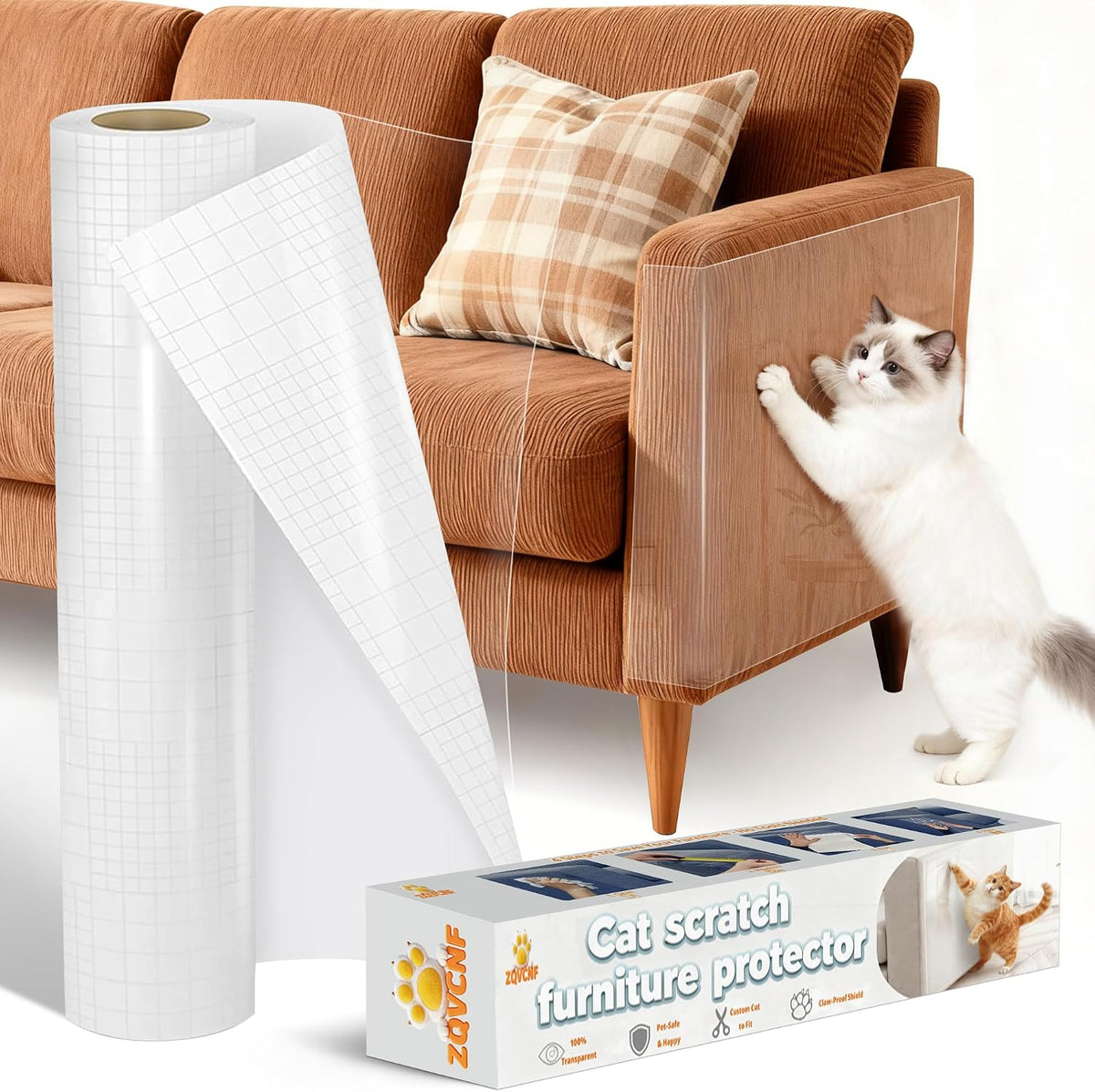 Extra Thick Clear anti Cat Scratch Furniture Protector 17" X 197"