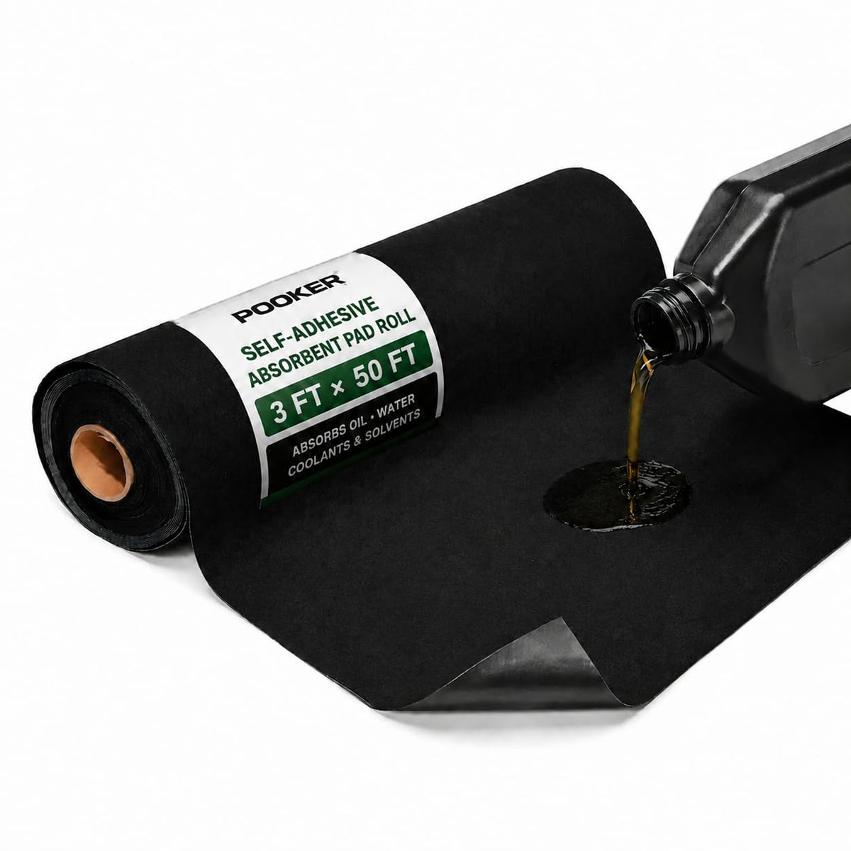3' X 50FT Self-Adhesive Absorbent Pad Roll, Oil Spill Mat