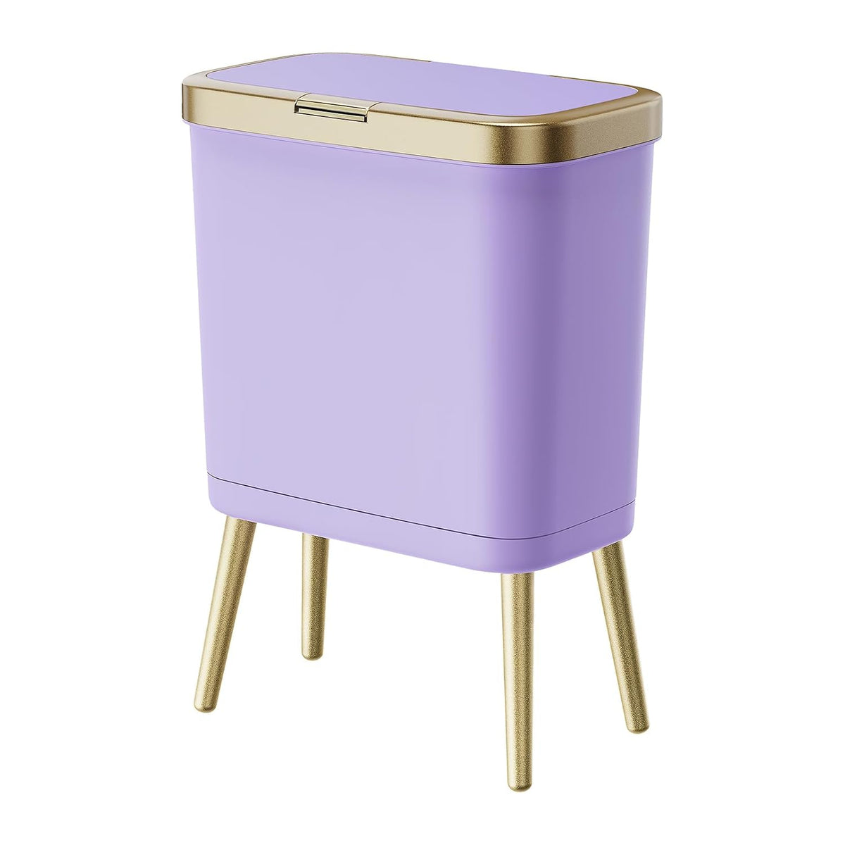 Procade Purple Bathroom Trash Can with Lid and Legs,Small Gold Garbage Can