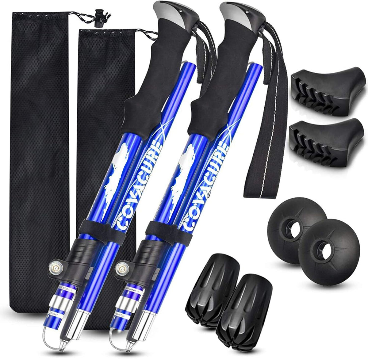 Covacure Hiking Poles Collapsible, 7075 Aluminum Trekking Poles, 2-Pack