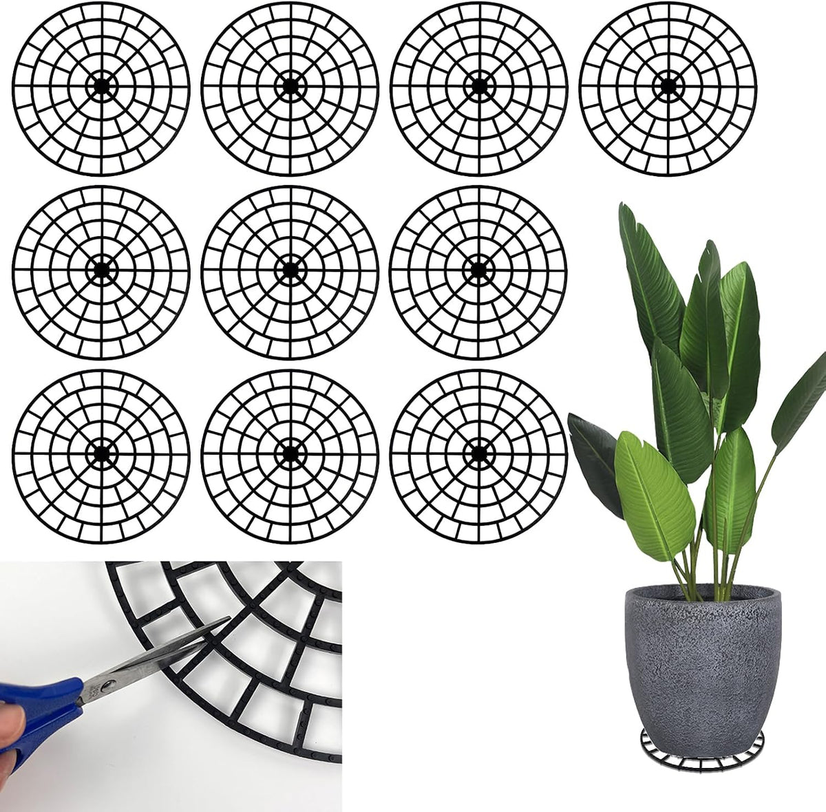 10 PCS Plant Riser for Pots In/Outdoor, Patio & Deck Floor Protector Flower Plant Stands 12 Inch Adjustable Pot Risers Plant Trivets Pot Elevator Deck Planter Base Protect Deck & Patio Floor