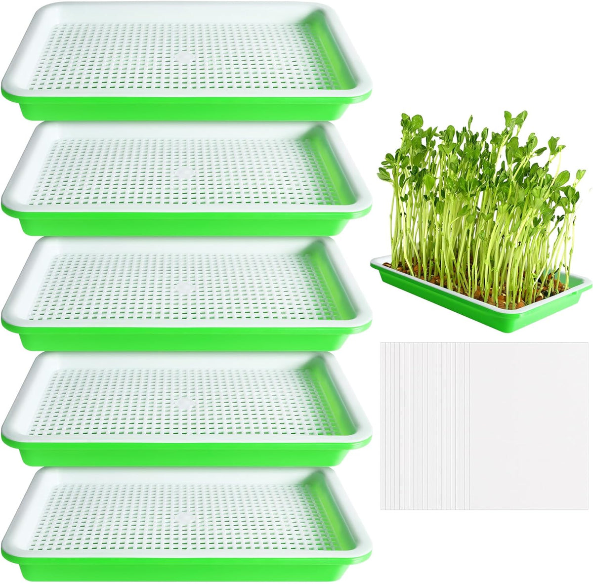 5 Pack Seed Sprouter Trays, Wheatgrass Tray Sprouter Microgreen Growing Kit