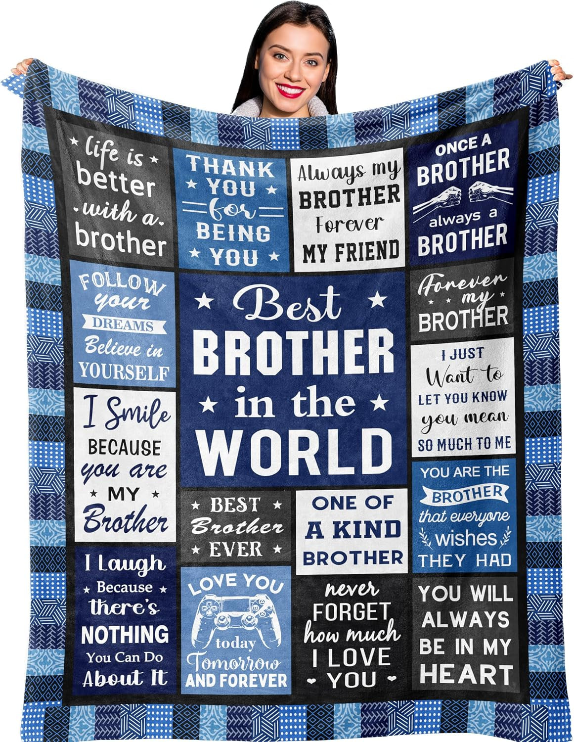 Ruvinzo Brother Gifts Blanket, Birthday Gifts for Brother 60"X50" Blanket, Cool Fathers Day Birthday Gifts for Brothers, Best Big Brothers Ever Gift Ideas from Little Bro/Sister