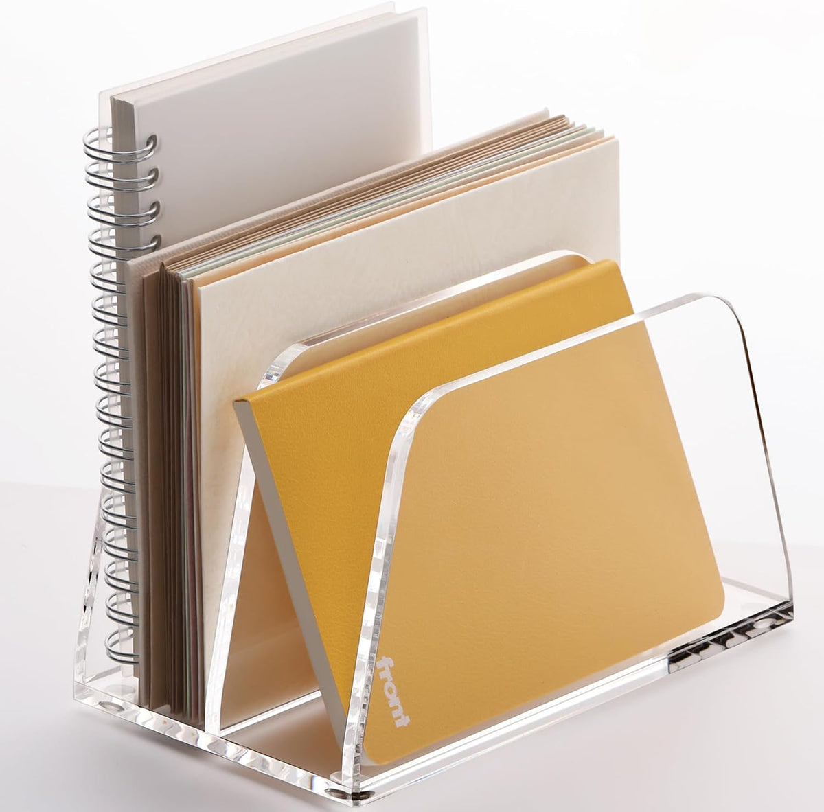 SANRUI Acrylic Mail Organizer for Desk, Mail Holder with 2-Slot, Clear