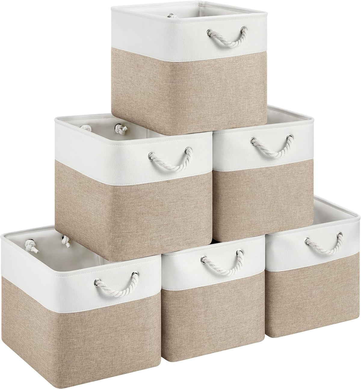 13X15X13 Inch Large Storage Bins with Cotton Rope Handles 6-Pack