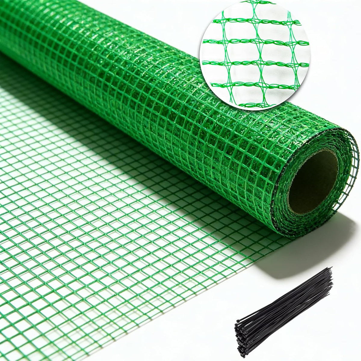 Garden Fence 4 X 100 FT, 0.4" Mesh Plastic Fencing, 50 Zip Ties Included